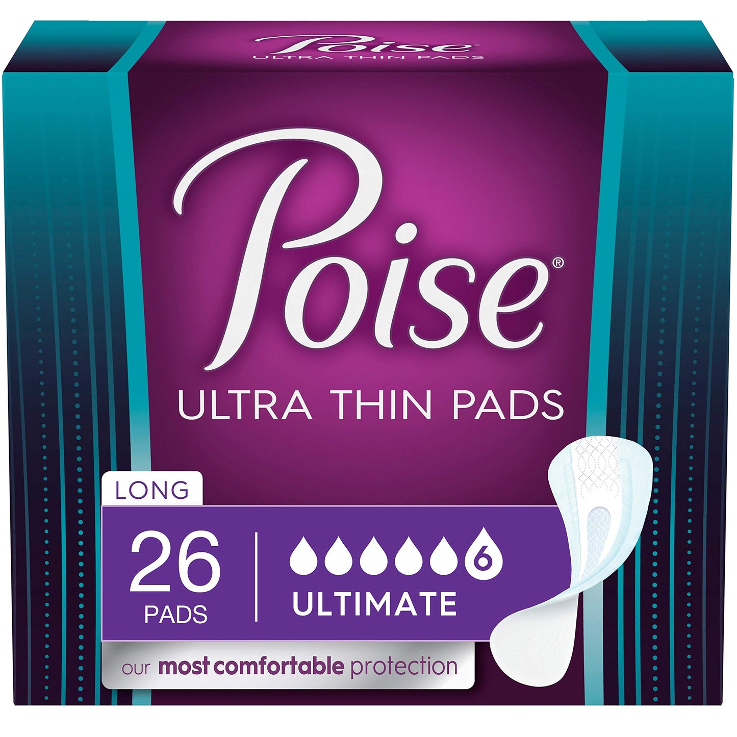 Poise Ultra Thin Long Pads for Incontinence & Postpartum 26ct