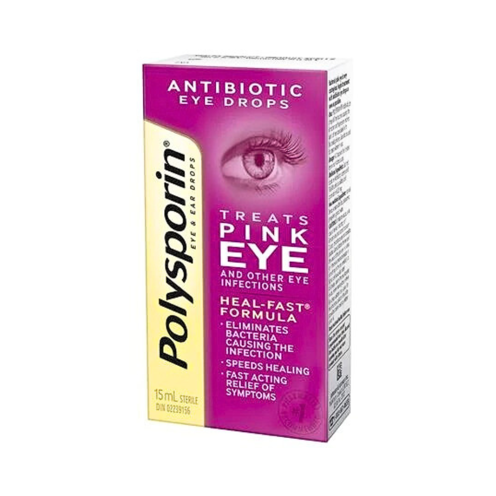 Polysporin Pink Eye Drops 15mL Fast Relief for Eye Irritation & Infection