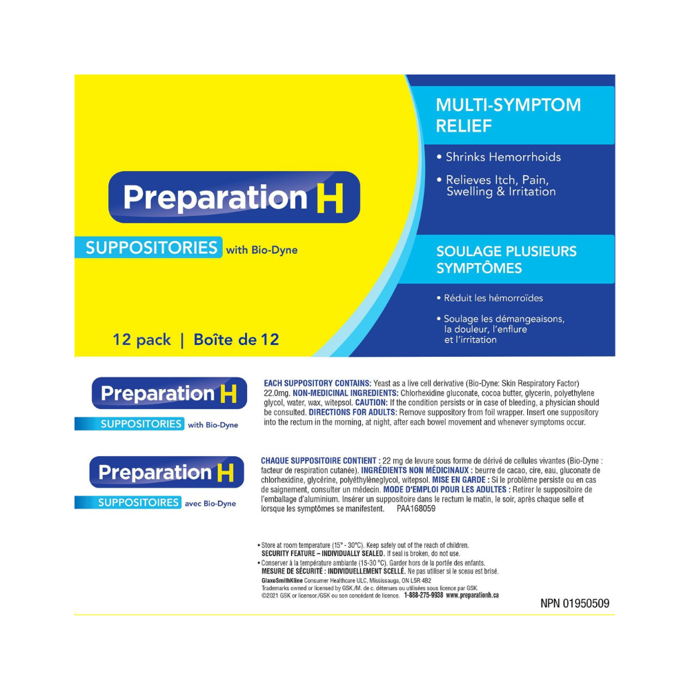 Preparation H® Hemorrhoid Relief Suppositories 24 Ct