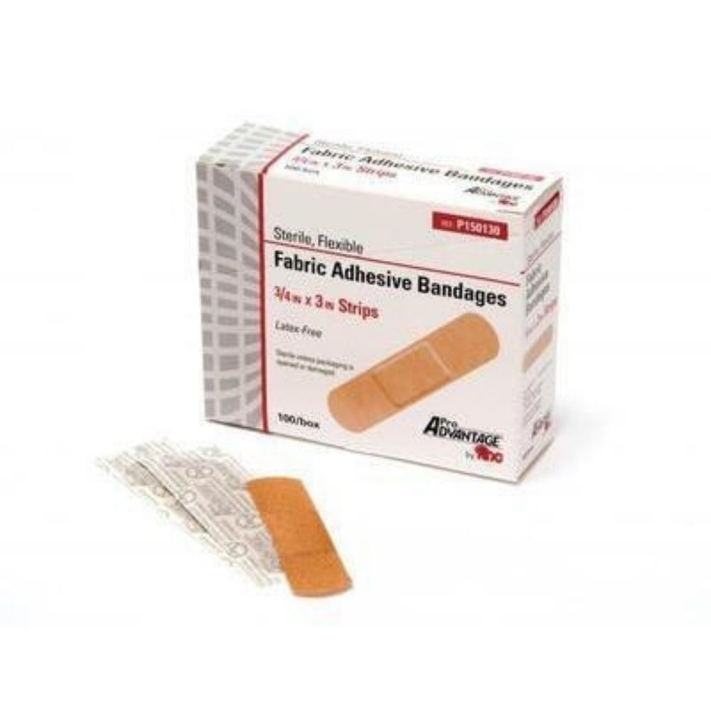 Pro Advantage® Fabric Adhesive Bandages, ¾" x 3" Strips (Box 100 pcs)