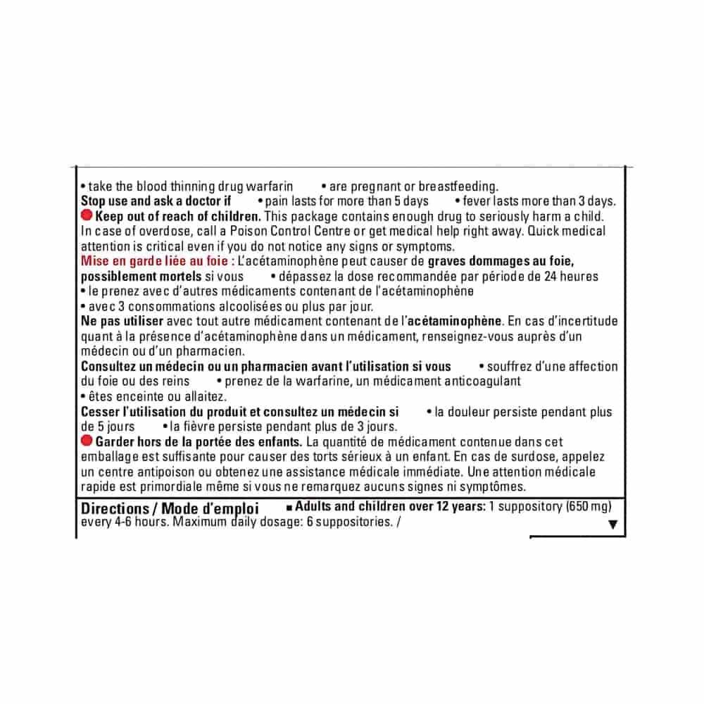 Rectal suppositories for pain relief