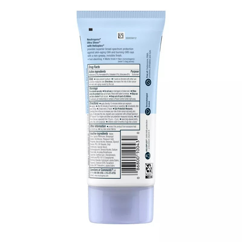 SUNSCREEN NEUTROGENE ULTRA SHEER SPF 60 88ML Effective