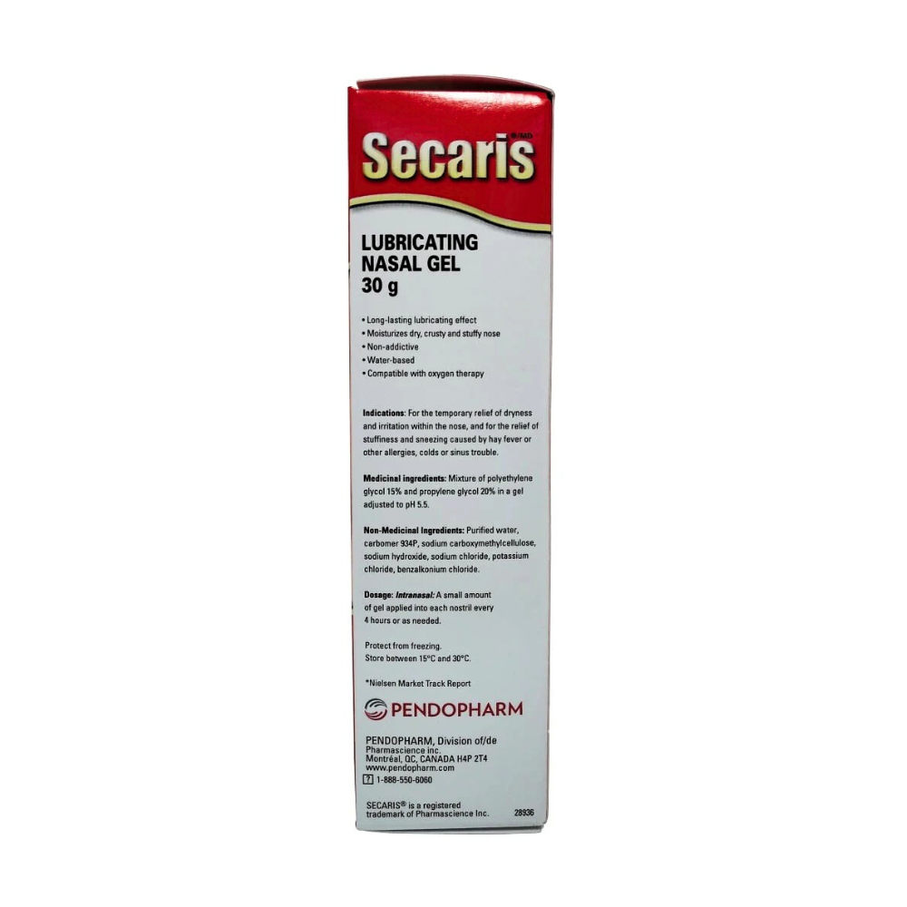 Secaris Lubricating Nasal Gel Soothes Dry, Irritated Noses | 30g Tube