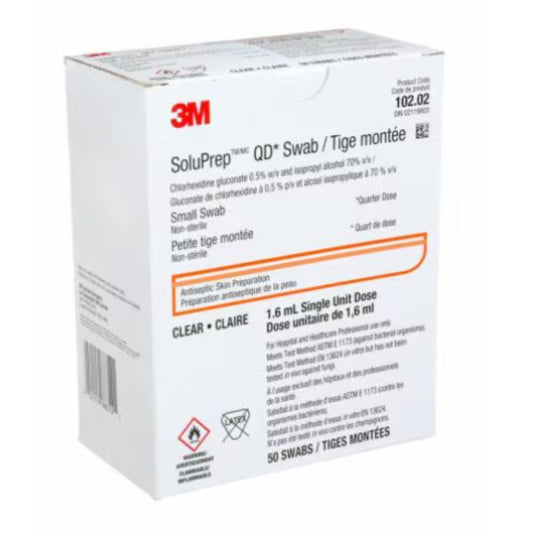 3M™ Soluprep™ Quarter Dose Swab, 0.5% CHG/70% Alcohol, Non-sterile, Clear, Small