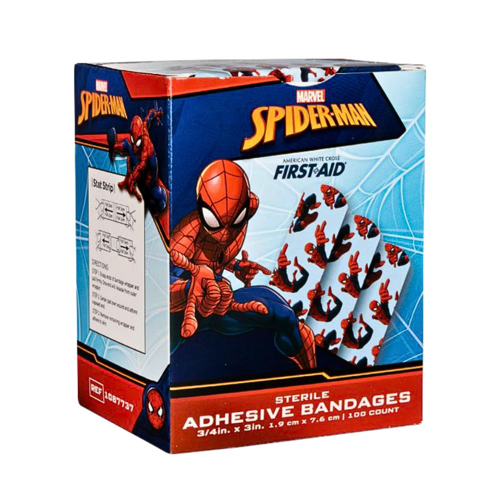 Spiderman™ Children's Character Adhesive Bandages, Strip - 3/4" x 3", Spiderman® (Box 100 pcs)