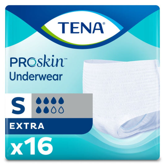 TENA® Protective Underwear, Extra, S (fits waist sizes 64-89cm) (Pkg 16 pcs)