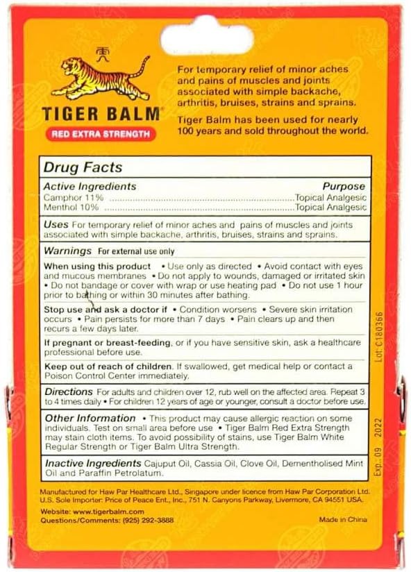 TIGER BALM RED STRONG 18G TIGER BALM RED STRONG 18G Information