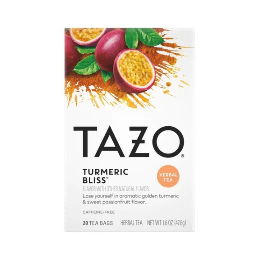 Tazo Turmeric Bliss Herbal Tea 20 Bags of Soothing Caffeine-Free Wellness