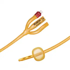 Bx/10 Gold Silicone Coated 3-Way Foley Catheter, 16Fr 30Cc