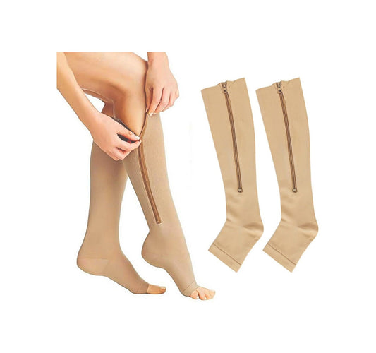Travelwant 1 Pair Medical 15-20 mmHg Zipper Compression Socks Women Men