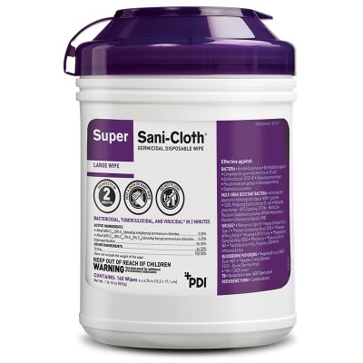 Super Sani-Cloth® Germicidal Disposable Wipe, 6" x 6.75" (Tub 160 pcs)
