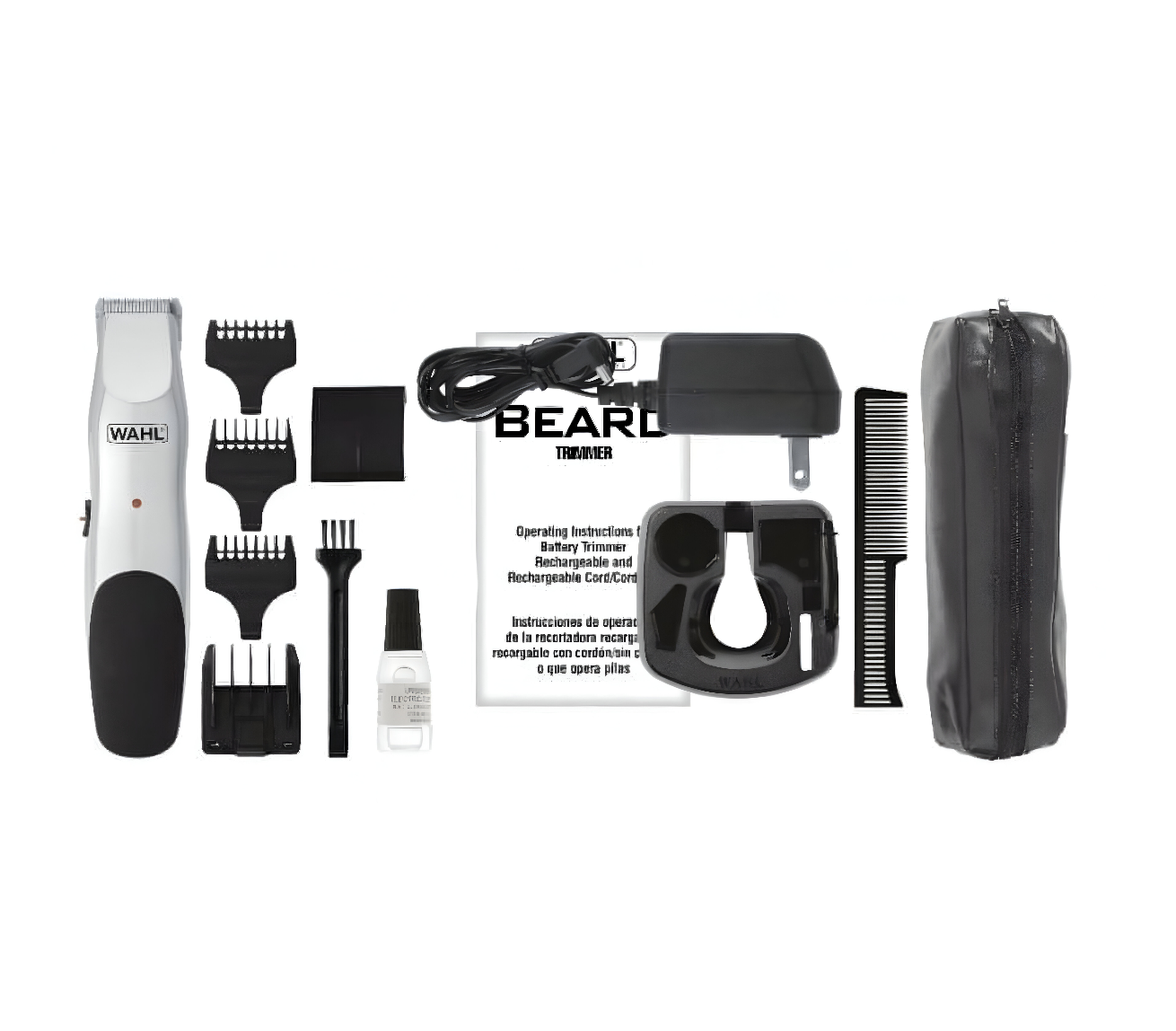 Wahl Cordless Beard and Mustache Trimmer with Acculock 6-Position Beard Guide and 3 Trimmer Attachment Combs