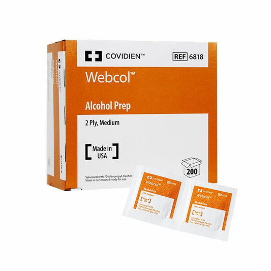 Webcol Alcohol Prep Pads Bx/200 Medium 2-Ply
