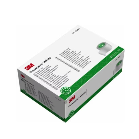 3M™ Transpore™ White Surgical Tape, 1/2" x 10yds (Box 24 pcs)