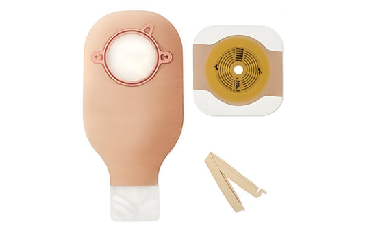 NEW IMAGE 2-PIECE OSTOMY DRAINABLE KIT W/ FLEXWEAR BARRIER & CLAMP CLOSURE 4" FLANGE