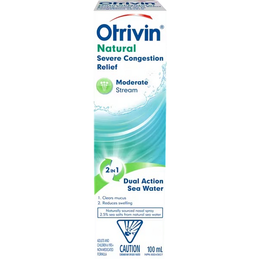 Otrivin Natural Severe Congestion Relief Moderate Stream Nasal Spray - 2 in 1 Sea Water - 100ml