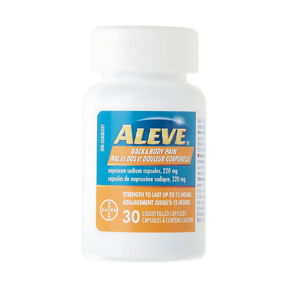 ALEVE Back and Body Pain Relief Liquid Gels, Up to 12 Hour Relief, Naproxen Sodium 220mg, 30 Liquid Gel Capsules