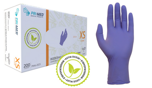 PRIMED® Sustain™ Biodegradable Nitrile Exam Gloves, X-Small (Box 200 pcs)