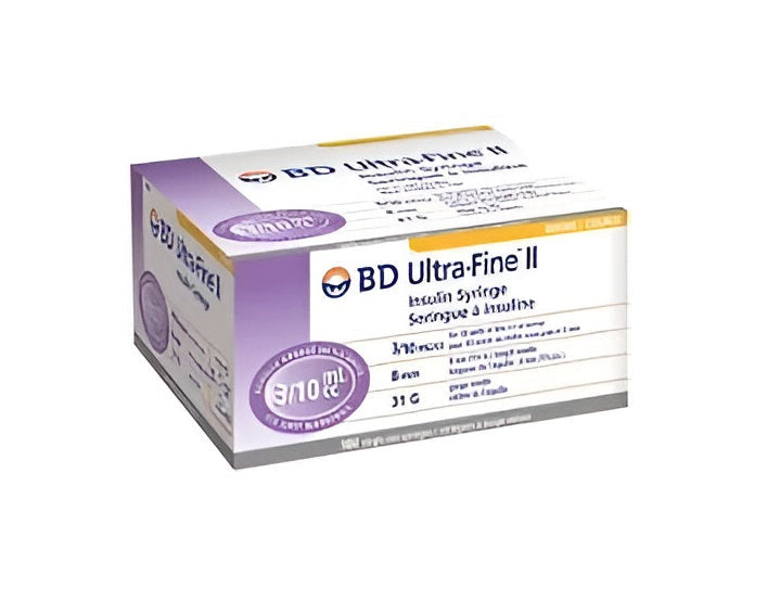 Insulin Syringe, (BD Ultra-Fine) 0.3ml 31 Gauge x 8mm TW - 100/Box