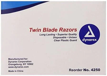 Razor Prep Twin Blade, Fixed Head, Short Green Handle 50/Box