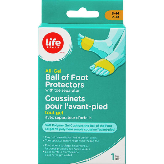 All Gel Ball of Foot Protectors with Toe Separator S/M