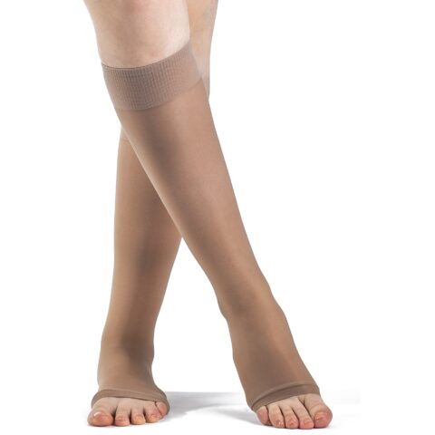 Sigvaris Sheer Fashion Women's Stockings, 15-20mmHg, Size C, Open Toe, Natural