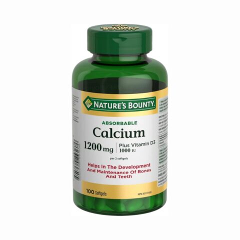 Calcium Pills plus Vitamin D3 Supplement, Helps maintain bones, 1200mg