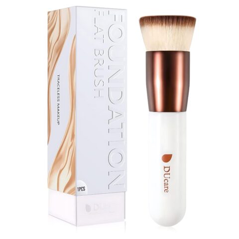DUcare Foundation Brush Flat Top Kabuki Brush Synthetic Professional Makeup Brush Liquid Blending Mineral Powder Buffing Stippling/White_DS001-1