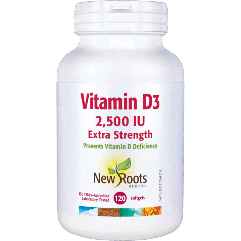 New Roots: Vitamin D3 2500IU Extra Strength Softgels