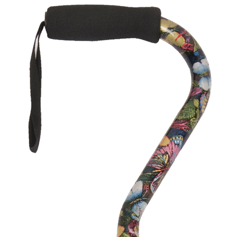 PCP Offset Adjustable Aluminum Cane, Butterfly