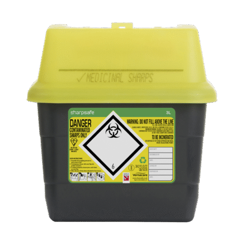 Sharpsafe® Sharps Container, Flip Top Lid, 3L