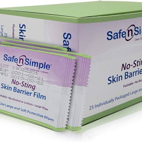 Safe n' Simple Skin Barrier Wipes - 25 Large 5” x 7” Individually Wrapped No-Sting Barrier Film Wipes - Skin Prep Protective Wipes - Bandage Medical Barrier Film for Skin