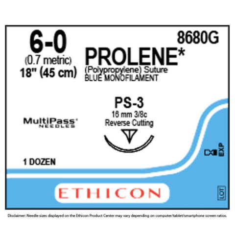 PROLENE® Polypropylene Suture 8680G (6-0 w/PS-3 Needle)