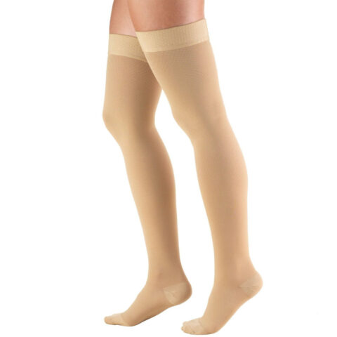 Pr/1 Truform Classic Medical Thigh High Compression Socks, Closed-Toe, 20-30 Mmhg, Stay-Up Top, Beige, Medium