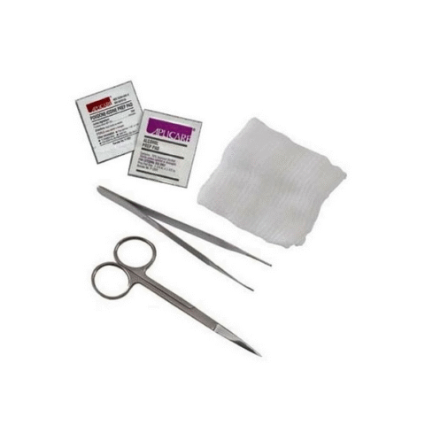 Suture Removal Tray with Stainless Steel Floor Grade Scissors, and Plastic Forceps