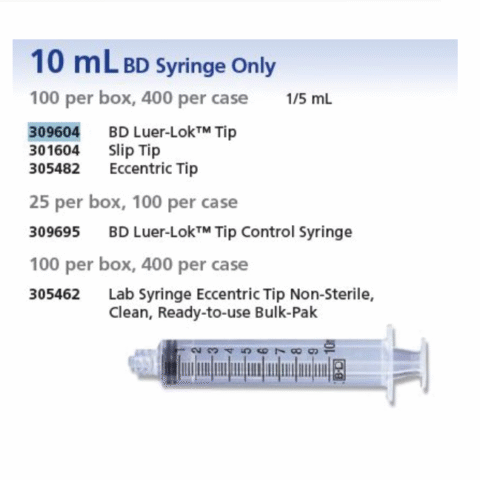 Syringe, 10cc Luer Lock - 200/Bx