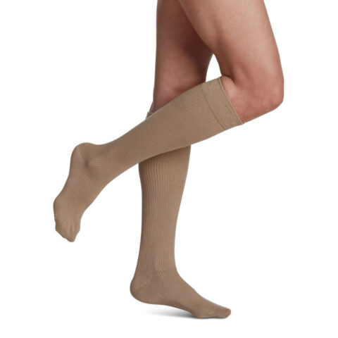Sigvaris Casual Cotton Women's Stockings, 15-20mmHg, Size A, Khaki
