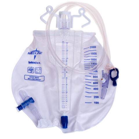 Urine Meter Drainage Bags, 200ml, Metal Clamp, Slide Tap, Latex-Free - Ea/1