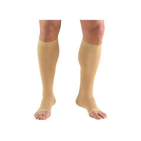 Pr/1 Truform Ladies Opaque 15-20Mmhg Knee-High Open-Toe Beige M (11 3/4-16 1/2") Compression Stocking