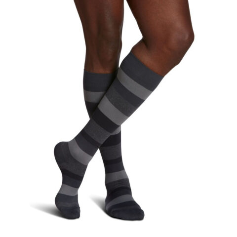 Sigvaris Microfiber Shades Men's Stockings, 15-20mmHg, Size A, Graphite Stripe (Per Pair)