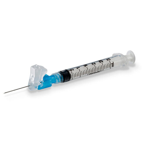 (CS8)BX/50 MAGELLAN HYPODERMIC SAFETY NEEDLE AND SYRINGE, 25G X 5/8IN WITH 3ML SYRINGE