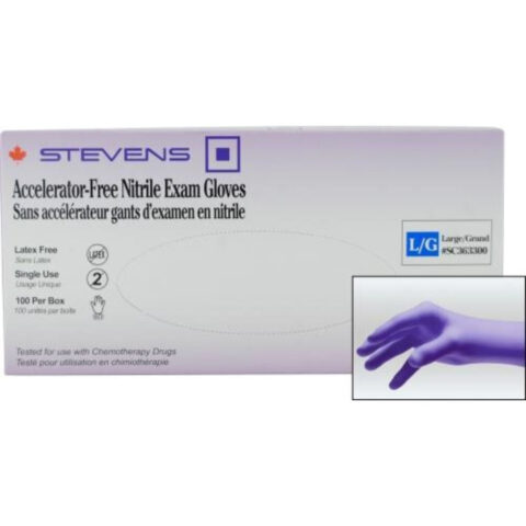 Stevens Accelerator-Free Nitrile Exam Gloves, Powder‑Free, Non‑Sterile, Large (Box 100 pcs)
