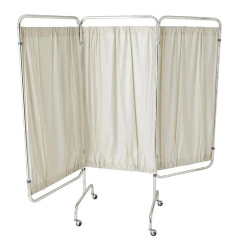 Ea/1 Privacy Screen, 3 Panel With 2" Casters And White Vinyl Panel