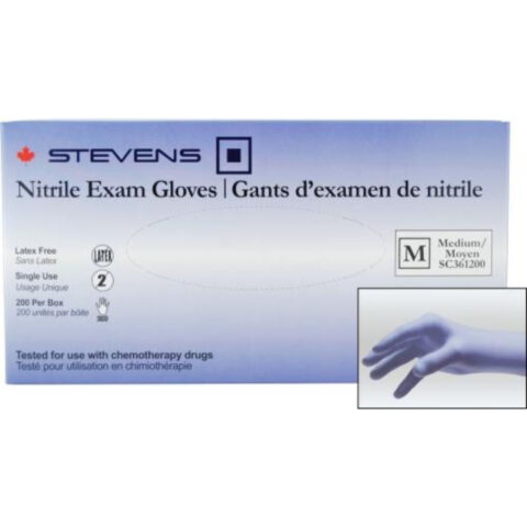 Stevens Nitrile Exam Gloves, Powder‑Free, Non‑Sterile, Medium (Box 200 pcs)