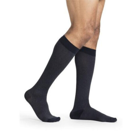 Sigvaris Microfiber Shades Men's Stockings, 15-20mmHg, Size A, Navy Heather (Per Pair)