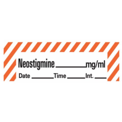 Neostigmine Label, White/Red Stripes, 1-1/2" x 1/2"