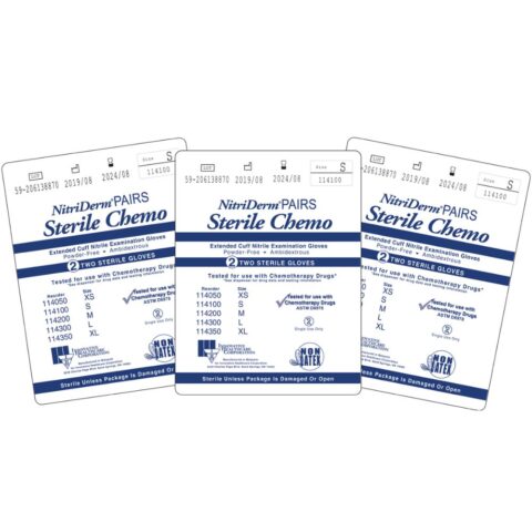 NitriDerm® Nitrile Exam Gloves, Extended Cuff, Sterile, X-Large (Box 50 pairs)