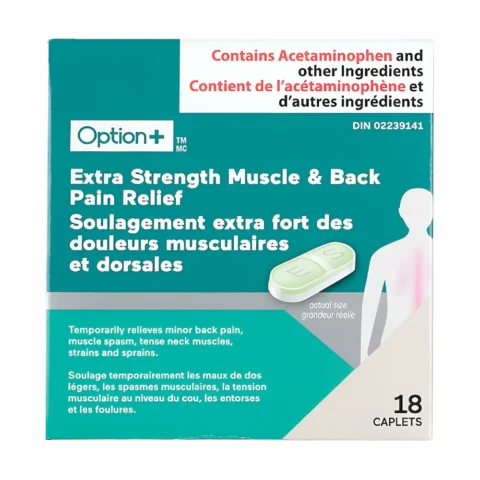 Option+™ Extra Strength Muscle & Back Pain Relief (1 Box 18 Caplets)