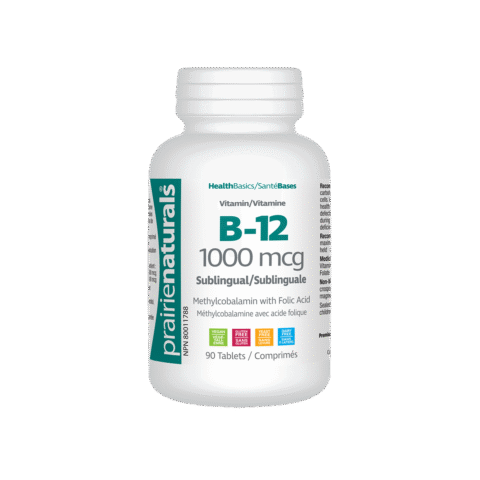 Prairie Naturals: Sublingual Vitamin B12 With Folic Acid – 1000mcg