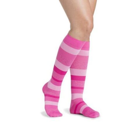 Sigvaris Microfiber Shades Women's Stockings, 15-20mmHg, Size A, Pink Stripe (Per Pair)